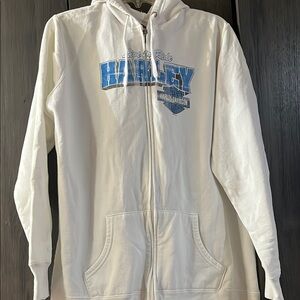 Harley Davidson White Zip Up Hooded Jacket Size 2X